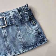 Threebooy Harajuku New Fashion Blue Gothic Mini Skirt Retro Splicing Pocket Zipper Y2k Skirts Womens Slim Sexy Denim Hip Skirt Streetwear
