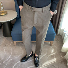 Threebooy Thick Men's Suit Pants Autumn Winter Brushed Woolen Loose Slim Solid Youth Pants Trend Casual Business Pencil Trousers Oversized