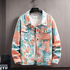 Threebooy Korean version youth men's camouflage denim jacket spring new loose top men's jacket