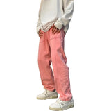 Threebooy 2024 Men's Jeans Pants Hip Hop Streetwear Casual Classic Style Pink Straight Denim Trousers S-3XL