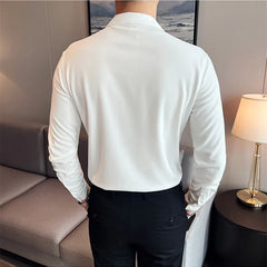 Threebooy Men Spring High Quality V-Neck Stylish Long-Sleeved Shirts/Male Slim Fit Business And Casual Office Dress Shirts Tops 4XL