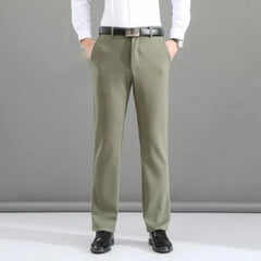 Threebooy  Thicken Business Whisper Suit Pants Casual Straight Loose Autumn Men No Ironing Elastic Thermal Solid Color Big Size Trousers