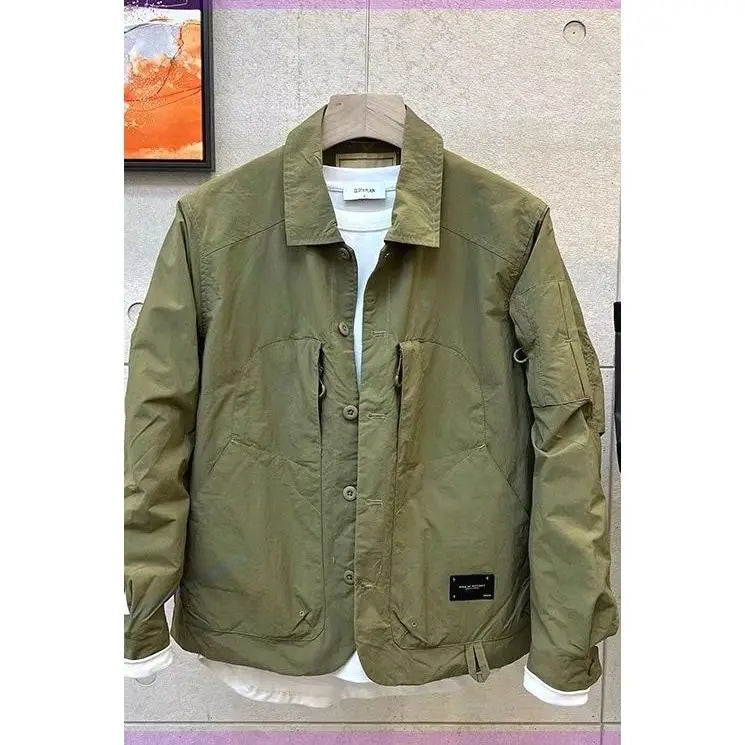 Threebooy American Vintage Casual Work Jacket Korean Style Fashion Handsome Versatile Lapel High-end Jacket Men's Spring Top Aesthetic