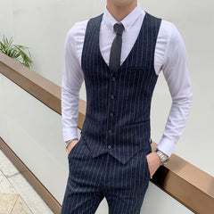 Threebooy Brand Clothing New Men's Suit Vest Dress Male Sleeveless Business Single Buckle Waistcoat Spring Autumn Plus Size S-4XL