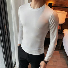 Threebooy Brand Clothing Men's Spring High Quality Casual Long Sleeve T-Shirt/Male Slim Fit O-Neck business T-shirts Homme S-4XL