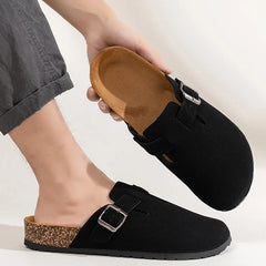 Threebooy  Half Shoes For Men Women Closed Toe Cork Slippers Sandals Slides Clogs Slip On Mules Outdoor Indoor Comfortable Footbed