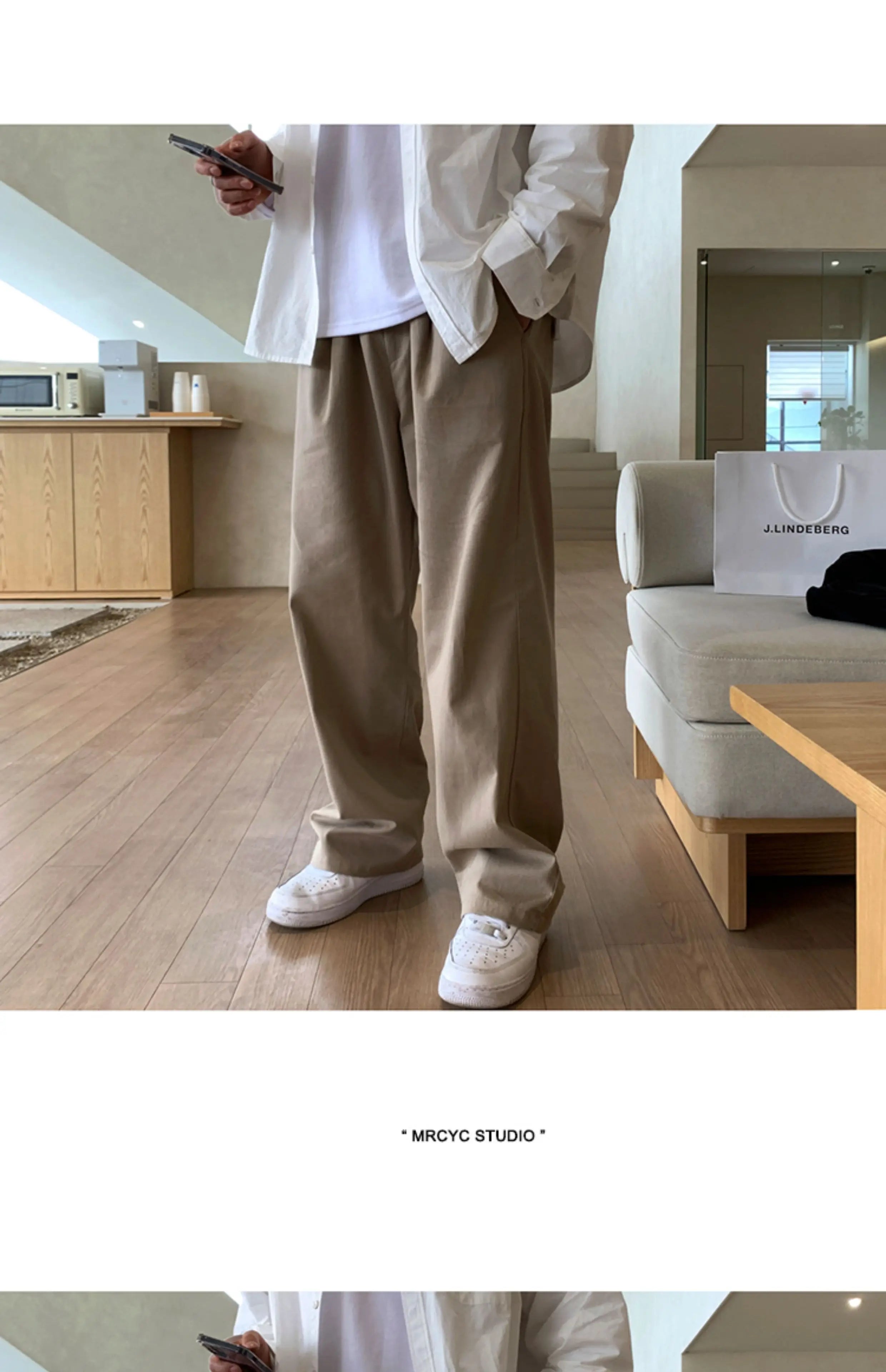 Threebooy Korean Style High-end Straight-leg Casual Pants Men's Spring Summer Loose Trousers American 2025 New Trendy Wide-leg Pants Chic