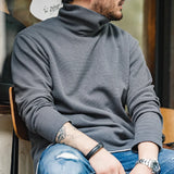 Threebooy Casual Gray Knitted Turtleneck Sweaters Men's Vintage 310g High Collar Waffle Pullovers Basic Fashion Black Warm Jumper