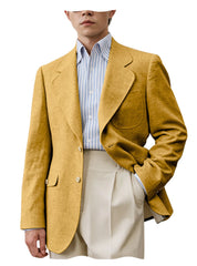 Threebooy  Men Premium Linen Fabric Suit Jacket Breathable Slim Fit Formal Office Daily Travel Streetwear Blazer Casual Coat