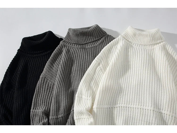 Threebooy Autumn Winter Mens Casual Turtleneck Pullover Men's Long Sleeve Rollneck Sweater Korean Style Fashion Warm Knitted Sweater