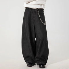 Threebooy Korean Version Autumn New Men'S Denim Pants Vintage Wide Leg Loose Jeans Casual Straight Trousers Black Pants