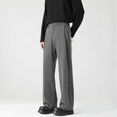 Threebooy Autumn New Men's Black Gray Suit Pants Loose Straight Drape Solid Color Elastic Business Work Casual Trousers Fashion Clothing