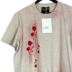 Threebooy 2024 Summer New Men's T-shirt Abstract Hand-painted Spray Paint Rose Silhouette Basic Loose Casual Short-sleeved