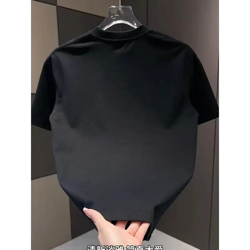 Threebooy  Summer New Embroidery Chinese Style Short Sleeve Men's Loose Slim Fit Casual Short Sleeve T-shirt Round Neck Top