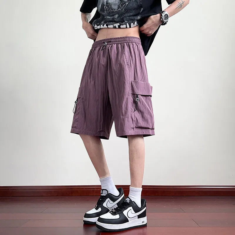 Threebooy  Summer Shorts Men Solid Casual Mulit-pockets Cargo Shorts Straight Loose Short Joggers