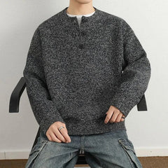 Threebooy  Korean Fashion Trend Pure Color Simple Y2k Sweater Men Spring Autumn New Style Casual Loose Lazy Style Pullover Sweater Men