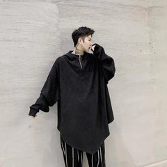 Threebooy Black Oversized Hoodies Man Clothing Casual Punk Oversized Hoodies Men Sweatshirts New Spider Web Grunge Gothic Hooded