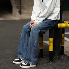 Threebooy  Men's Casual Jeans Wide Legs Vintage Loose Trousers Fashionable Comfortable Straight Washed Streetwear Male Denim Pants