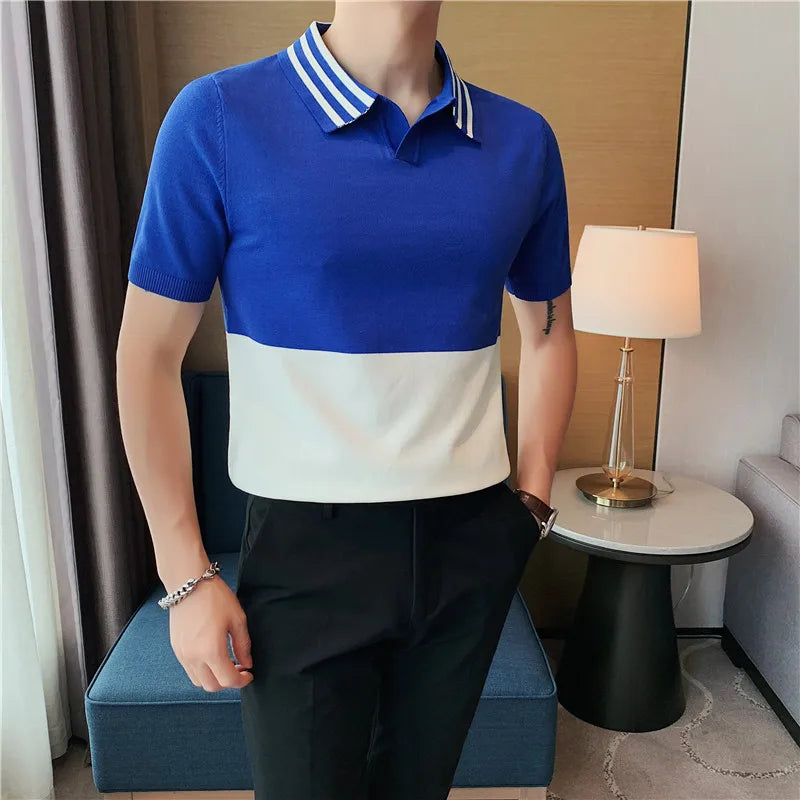 Threebooy Brand Clothing Men Summer Leisure Short Sleeve Polo Shirts/Male Slim Fit Match Colors Knitting Polo Shirts Plus Size S-3XL
