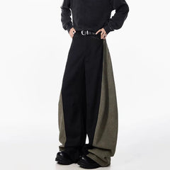 Threebooy New Autumn Winter Casual Pants Men'S Wide Leg Pants Fashion Retro Contrasting Color Curved Knife Pants Loose Straight Leg Pants