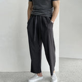 Threebooy Mens Striped Pleated Wide Leg Trousers Genderless Trendy Loose High Street Casual Simple Comfortable Solid Color Pants Unisex