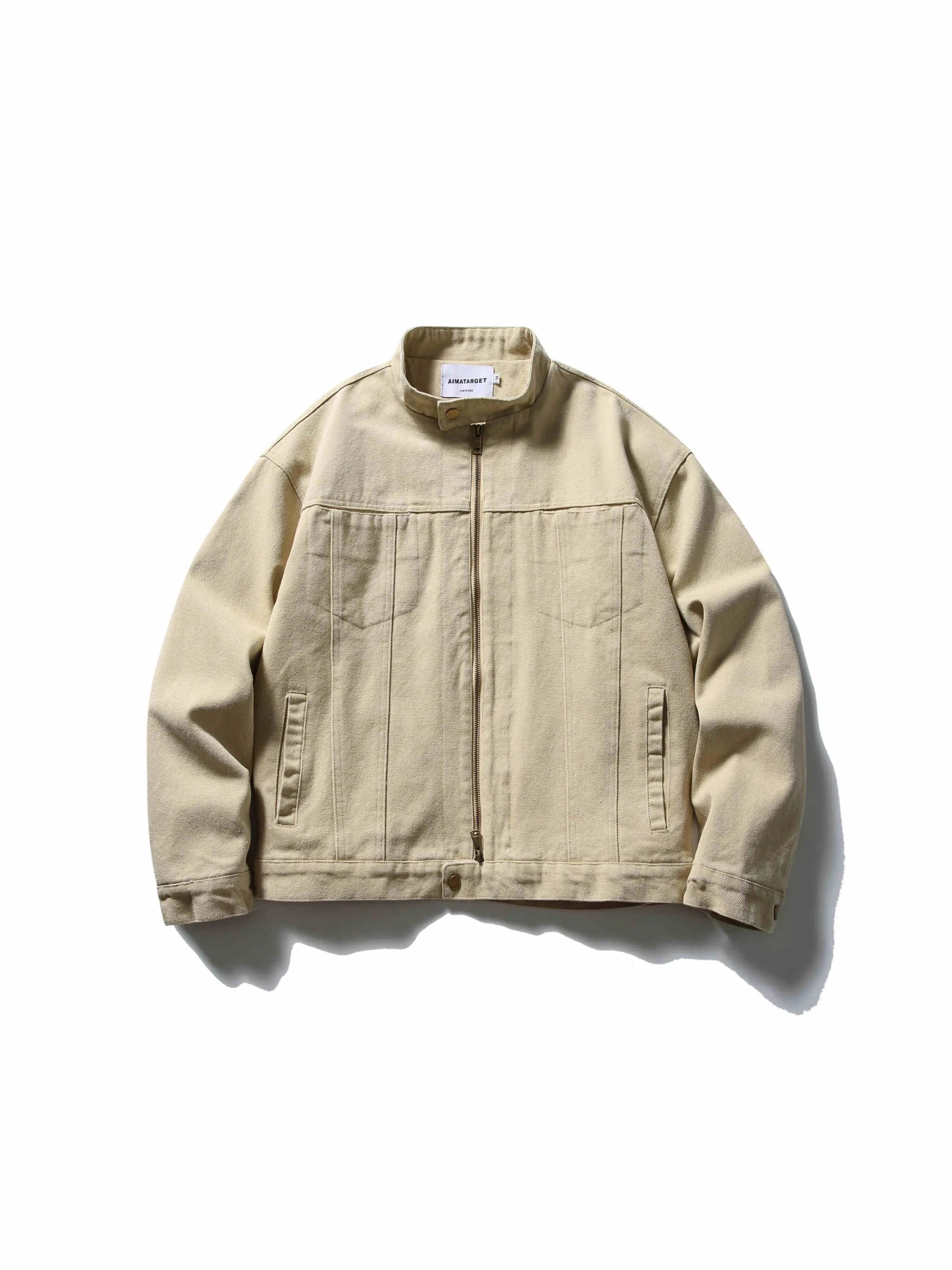 Threebooy Spring Autumn Vintage Coat American Retro Heavy Washing Canvas High-end Jacket Men's Stand-up Collar Design Casual Jacket Chic