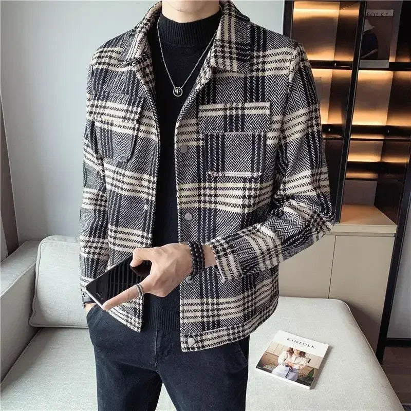 Threebooy Male Coats Slim Fit New In Men's Wool & Blends Jackets Clothing Fashion Aesthetic High Quality Original Brands Harajuku Y2k