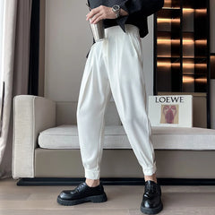 Threebooy Summer Elastic Waist Drape Suit Pants Men Business Office Casual Pants Male Fashion Loose Social Party Formal Trousers 3XL