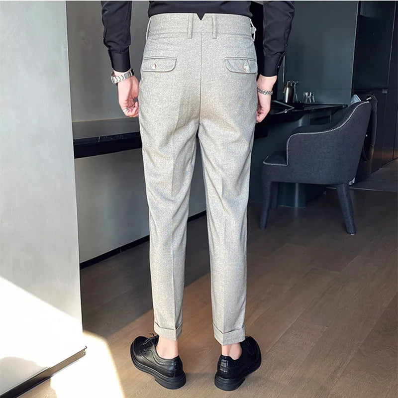 Threebooy Top Quality Luxury Solid Business Suit Pants Men Clothing Simple Slim Fit Formal Wear Office Trousers Pantalon Homme 28-36