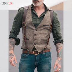 Threebooy Sleeveless Men Vest Retro Waistcoat Men's Coats Man Coat Male Clothes Jackets Clothing Tactical Padded Mens Vests Golf