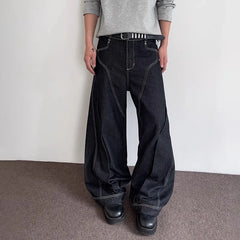 Threebooy Spring And Autumn Men'S Curved Jeans Multiple Visible Lines Men'S Straight Leg Pants Flared Jeans Y2k Hip-Hop Pants