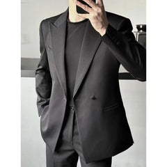 Threebooy  High-End Black Trousers Unisex Elegant New Business Casual Pants Suit Set For Wedding Groom Business Prom