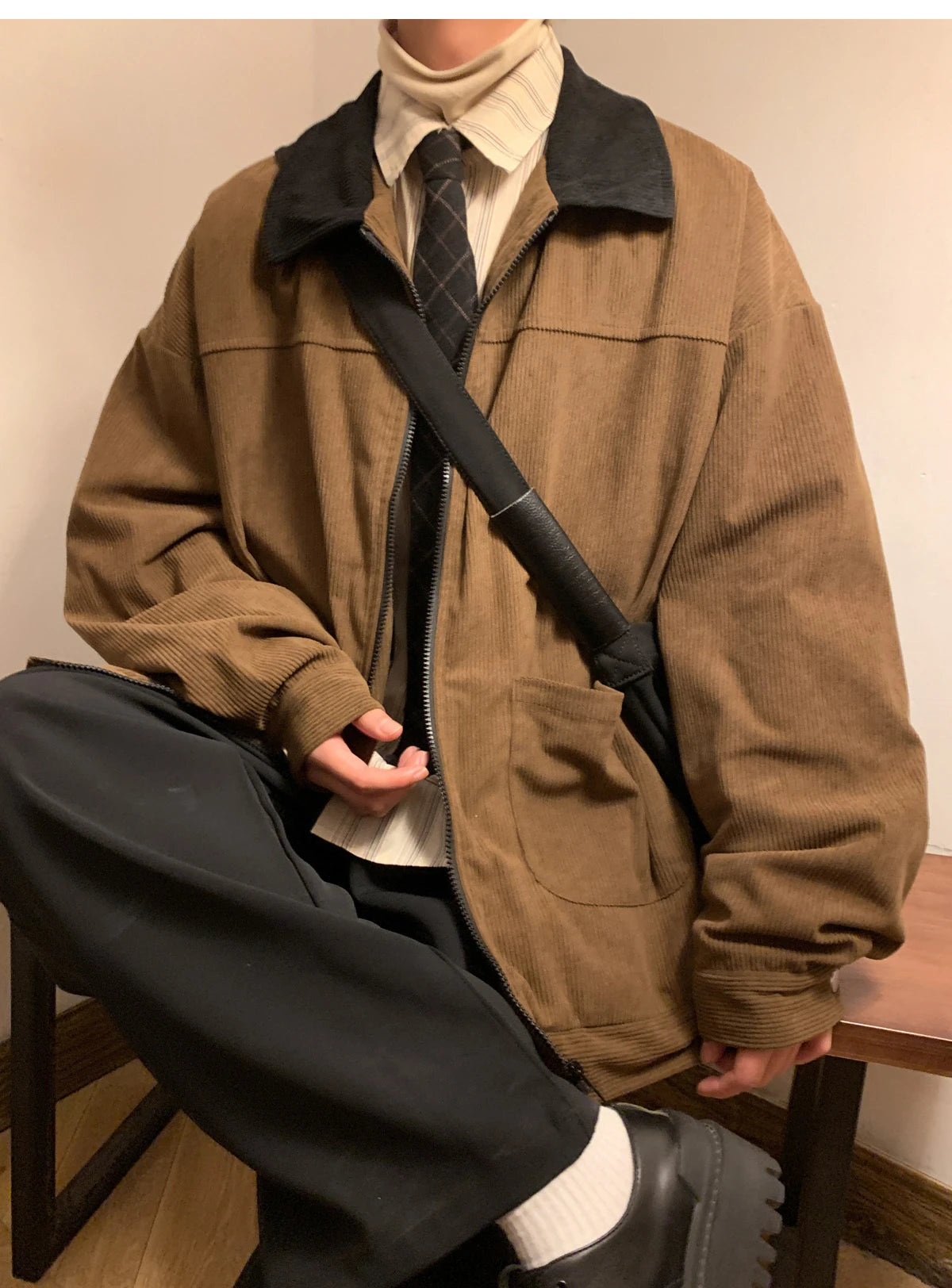 Threebooy American Style Vintage 2025 Men Bomber Jacket Windbreakers Zipper Coats Autumn Loose Cargo Outwear