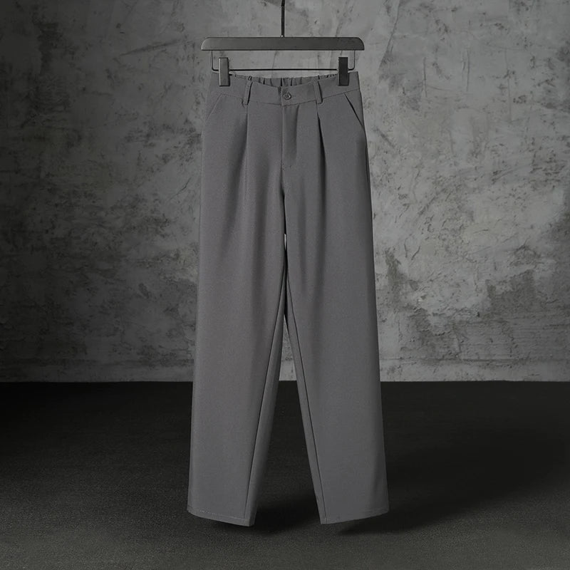 Threebooy  New Japanese Retro Male Suit Pants Light Luxury Straight Draped Button-down Business Casual Pants Premium Slim Elegant Trousers