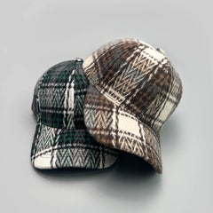 Threebooy  British Retro Plaid Stripe Baseball Hats Autumn and Winter New Unisex Hardtop Sunshade Warm Versatile Mao Fashion Peaked Caps