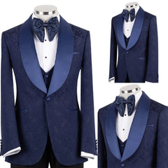 Threebooy  Modern Men's Suit 3 Pieces Blazer Vest Pants Jacquard Business Formal Work Wear Wedding Groom Tuxedos