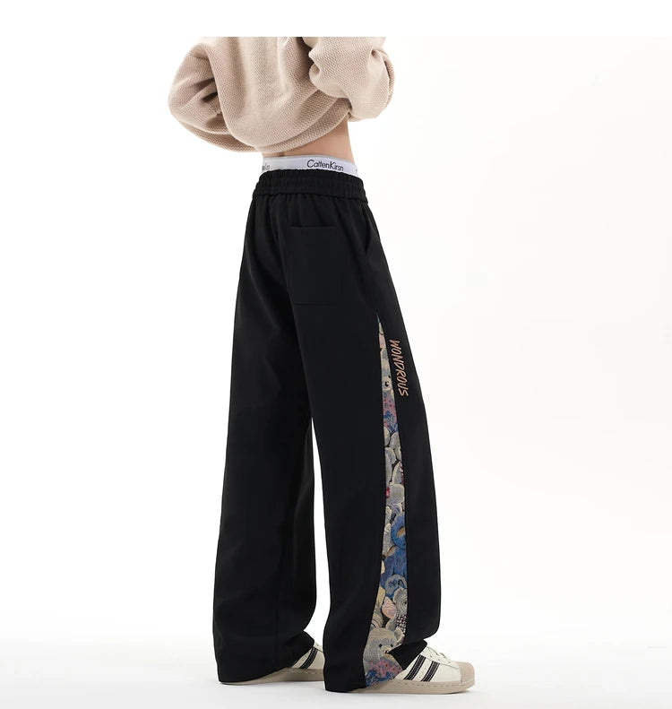 Threebooy Embroidery Patchwork Sport Pants Mopping Trousers Spring New Fashion Casual Pants Men Clothing Oversized Harajuku Joggers Male