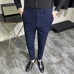 Threebooy 40 42 Summer Ankle Length Business Dress Pants Men Casual Office Social Suit Pant Wedding Party Streetwear Trousers Men Clothing