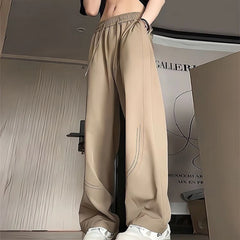 Threebooy  Ice Silk Men's Summer Thin Breathable Quick-drying Sports Pants American Retro Wide-leg Casual Trousers