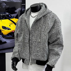Threebooy  New Autumn Men Textured Hooded Sweatshirt Jacket Light Luxury Harajuku Zip-up Leisure Fashion Long Sleeve Hoodie Crop Coat M-2XL