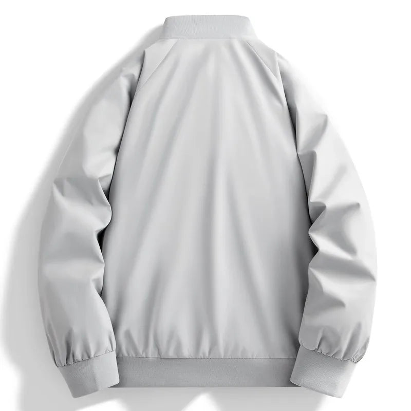 Threebooy Spring Autumn Men's Casual Jackets Windproof Bomber Jacket Solid Color Stand Collar Fashion Baseball Outerwear Coat Plus Size