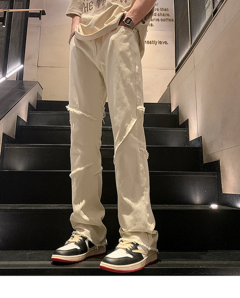 Threebooy New Spring Jeans Loose-fit Straight-leg Sporty Workwear Pants Hong Style Washing Jeans For Men