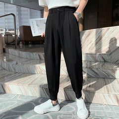 Threebooy Men Sspring High Quality Business Casual Pants/Male High quality Elastic waistline Haroun Pants Plus Size S-3XL