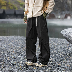 Threebooy  Autumn New Casual Japanese Style Outdoor Waterproof Loose Tactical Cargo Pants High Waist Straight Leg Ultra Long Length