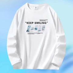 Threebooy  Spring and Autumn Men's New Splicing Pullovers O-Neck Printed Letter Fashion Loose and Versatile Casual Long Sleeve Top