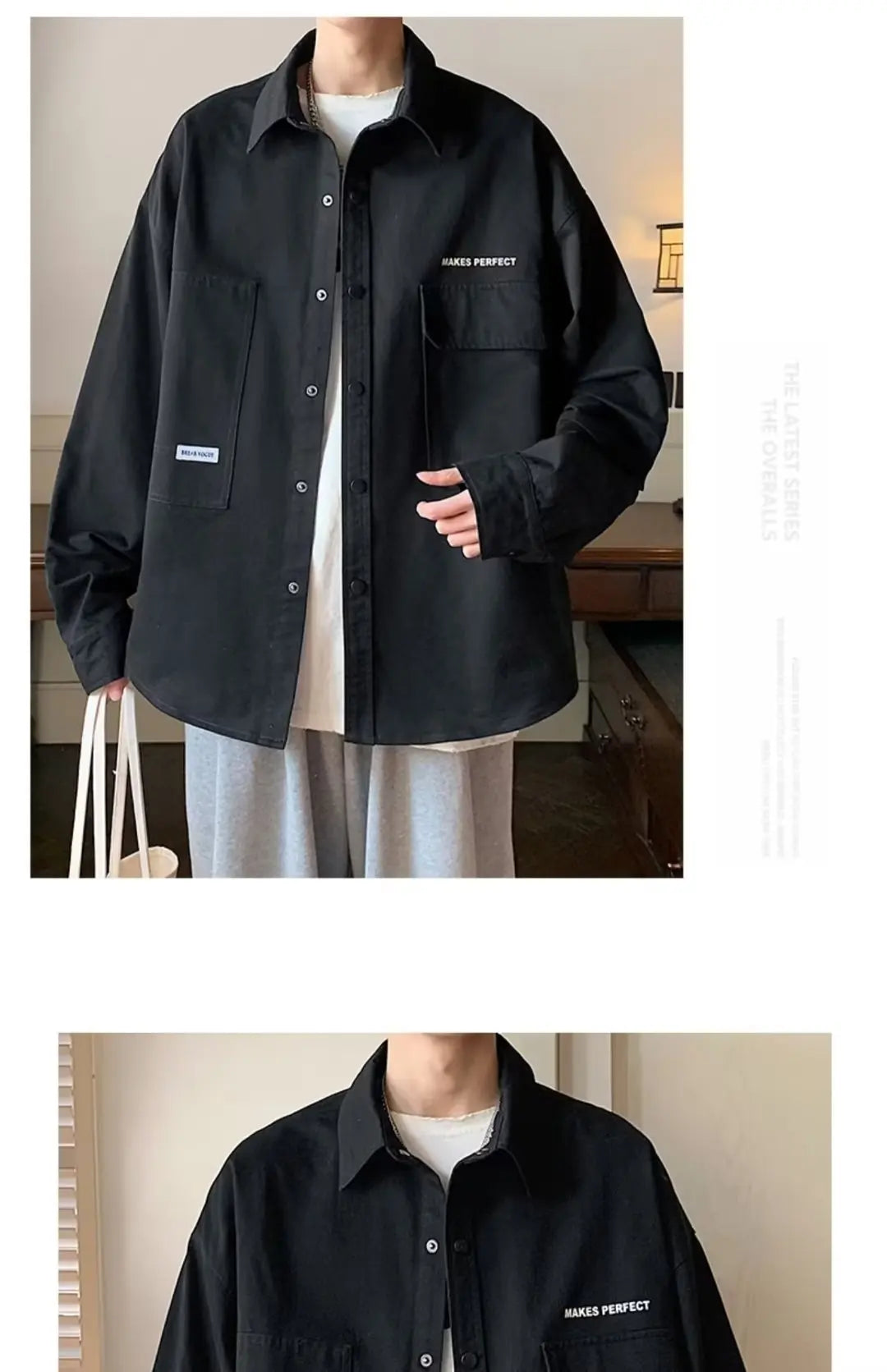 Threebooy Men's shirt jacket Spring high-quality teenagers early autumn work cardigan jacket Japanese casual thin autumn clothes