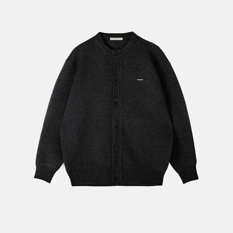 Threebooy Simple Elegant Cardigan Personalized Solid Color Round Neck Sweater Jacket Autumn Winter Loose Knitted Cardigan Cityboy Knitwear