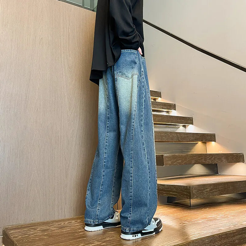Threebooy New Big boy Jeans for Men Streetwear Baggy Jeans Large size Patchwork Denim Leisure Simple Dime Pants Women Jeans Hot  jean