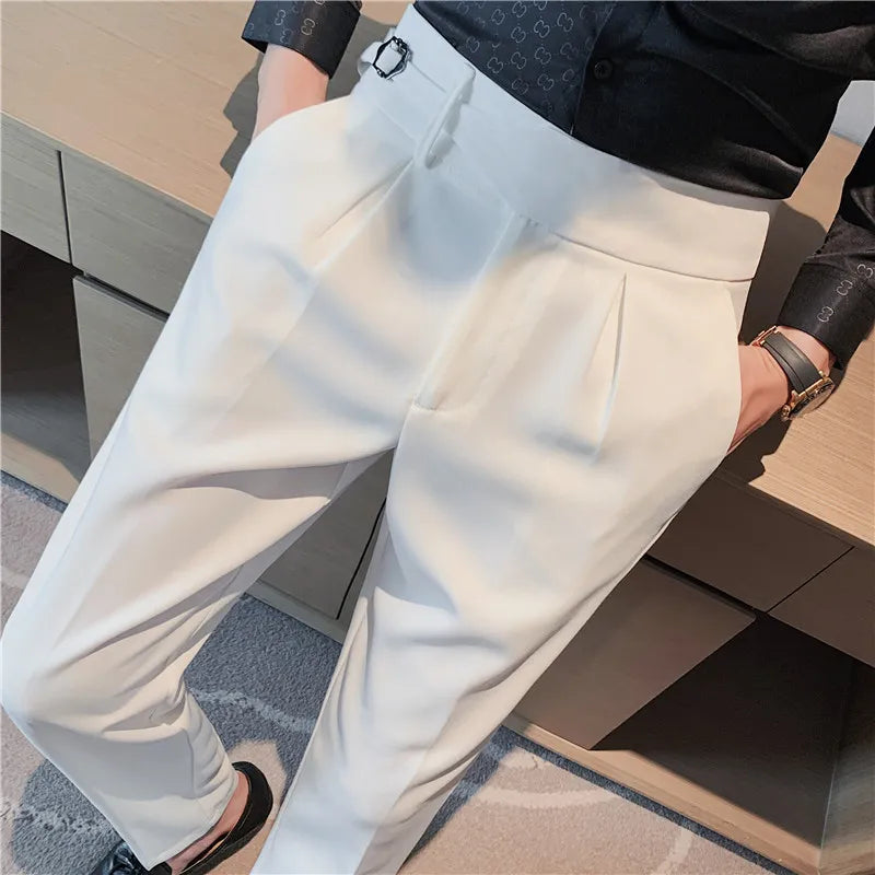 Threebooy British Style Business Casual Slim Fit Men Dress Pants Formal Wear Fashion All Match Straight Office Trousers Gentlemen 29-36