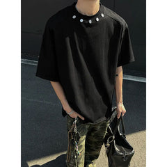 Threebooy  Tshirt Men Slim Fit Solid Color Round Neck t Shirt Button trim Summer Casual Tee Shirt Lightweight Breathable Cotton Fashion Top
